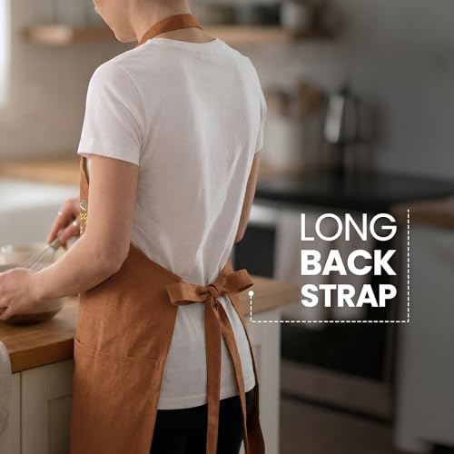 Image of Yellow Weaves Cotton Canvas Printed Kitchen Apron with Large Pockets, Cooking Apron for Men & Women, Durable Chef Apron for Cooking, Barista, Restaurant, Cafe Kitchen Apron