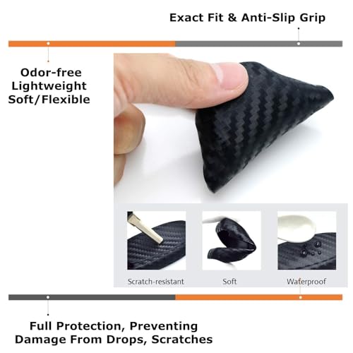 Image of iJDMTOY Black Carbon Fiber Pattern Full Coverage Soft Silicone Key Fob Cover Compatible with 2020-up Cadillac CT5 CT6 XTS XT4 XT5 ATS Keyless Fob