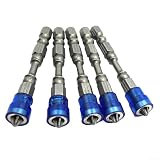 Ph2-Schraubendreher-Bits mit Aluminiumspule für Trockenbau, Chrom-Vanadium-Stahl-Bohrspitzen, kompatibel mit Bohrmaschinen, Blau, 65 mm Länge, 5 Stück