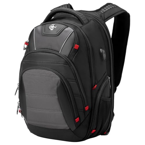 Image of Swissdigital Design Men's Laptop Backpack for College and Business Travel with Integrated USB Charging Port and RFID Protection Fits 15.6 inch Laptops Bag Black /Grey | J14-02