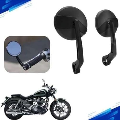 Image of Handle Bar End Mirror Pair Compatible for Royal Enfield Classic Reborn /Bullet /Hunter /Meteor350 /Super Meteor650 /Interceptor /Continental GT /Himalayan Round Convex Rear View Mirrors