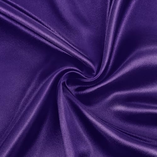 Image of SiinvdaBZX 3-Piece Set Satin Queen Fitted Sheet & 2 Pillowcase, Purple Silky Soft Fitted Bottom Sheet, Wrinkle Free, Fade Resistant, Deep Pocket Bed Sheet (Deep Up to 15 inch)