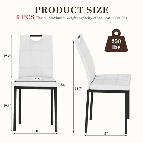 7PCS Dining Table Set for 4 5 6 People, 71" Large Long Wooden Kitchen Table with 6 Chairs (White+Black, 71IN Table+6 PCS Chairs) - Image 3