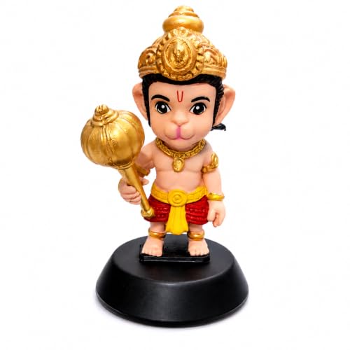 Image of Hanuman Ji Idol for Car Dashboard, Premium Polyresin Bajrangbali Murti with Double Sided Tape Base, Hanuman Murti for Home Temple, Office Desk, Car Decor, Vastu Gift, Multicolor