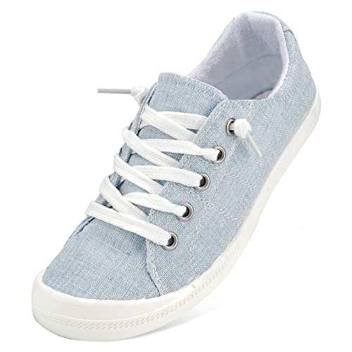 Image of Hxlber Women's Low Top Sneaker - Round Toe Comfort Casual Canvas Shoes Fashion Sneakers for Walking for Women