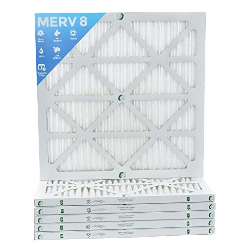 20x22x1 MERV 8 Pleated AC Furnace Air Filters. 6 PACK (Actual Size: 19-1/2 x 21-7/8 x 7/8)