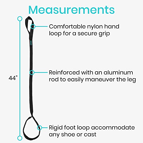 Vive Leg Lifter Strap (44 Inch) - Rigid Foot Loop, Hand Grip For Adult, Senior, Elderly, Handicap, Disability, Pediatrics - Long Band Mobility Aid For Car, Bed, Couch, Hip Replacement, Wheelchair #TOP6