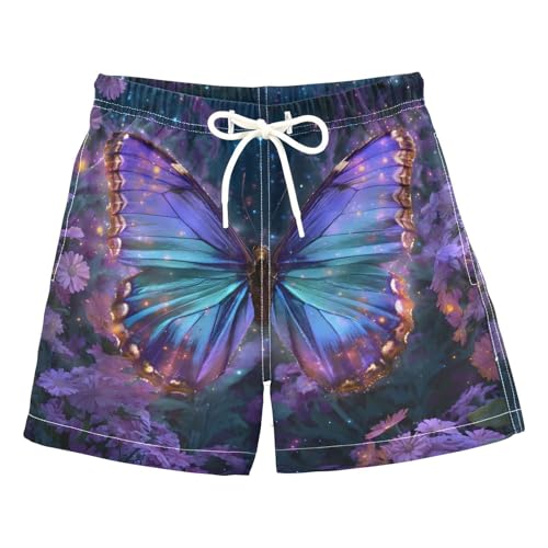 Boys Swim Trunks Butterfly Purple Butterflies Toddler Swim Shorts Beach Board Shorts Swimsuit