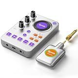 Synido Wireless Guitar System 5.8GHz ricaricabile strumento musicale elettrico trasmettitore ricevitore con scheda audio, 24Bit/96KHz, bassa latenza, supporto Bluetooth BGM per registrazione