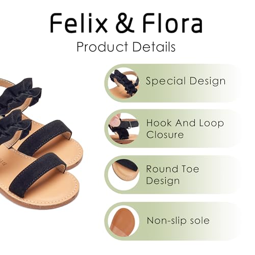 Image of Felix & Flora Toddler Girl Sandals - Little Girl Easter Dress Shoes Lightweight Open Toe Beach Holiday Flats
