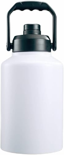 Gteller Botella de agua aislada al vacío de boca ancha de 64 onzas, 128 onzas, con asa, cubo de hielo de acero inoxidable, taza de viaje, gran