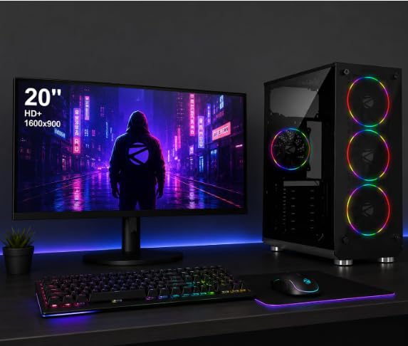 Core I3 2120 Desktop PC Set, 2.2GHz, 8 GB DDR3 RAM, 128 GB SSD, RGB Keyboard Mouse Set, WiFi, Bluetooth, Speakers, (Include Monitor Zeb 20″ Led)