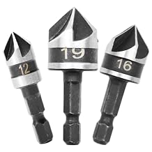 3 Pcs Countersink Drill Bits Set Hex Shank Wood Drilling Bits High Speed Steel Chamfering Drill Bit 5 Flute 90 Degree Center Punch Tool Quick Change Bit LJZ-3
