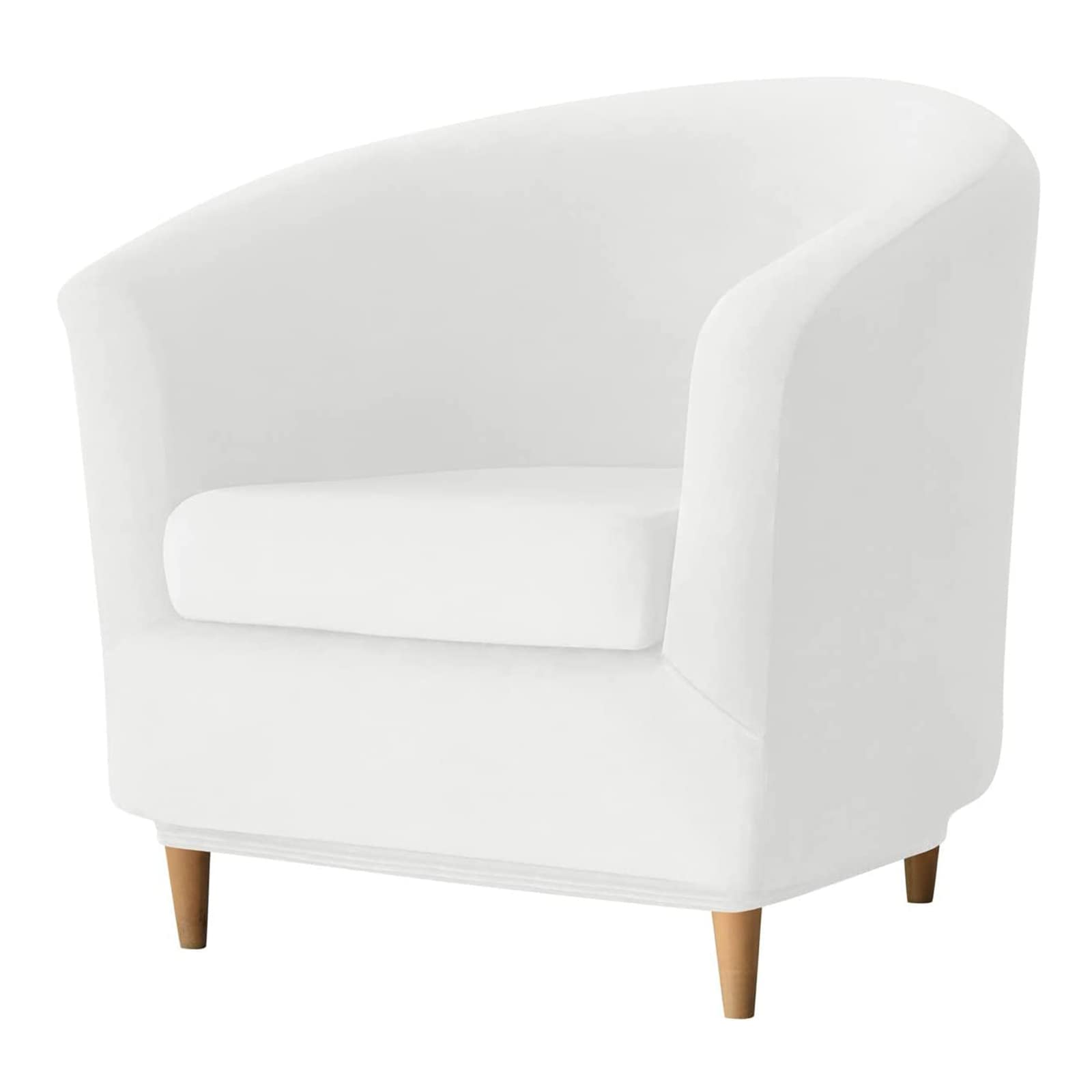 Jhld White 2 Piece Stretch Club Chair Slipcover, Tub Chair Cover Velvet Soft Armchair Chair Slipcovers Removable Washable For Living Room -2 Pieces