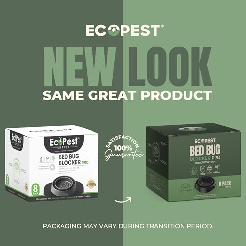 Image of Bed Bug Interceptors - 8 Pack | Bed Bug Blocker (Pro) Interceptor Traps (Black) | Insect Trap, Monitor, and Detector for Bed Legs