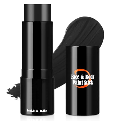 Black Cream-Blendable Face Paint Stick, Portable Eye Black Stick for Sports, Full-coverage Cream Face Paint for Halloween SFX Makeup Cosplay Joker Costume Parties