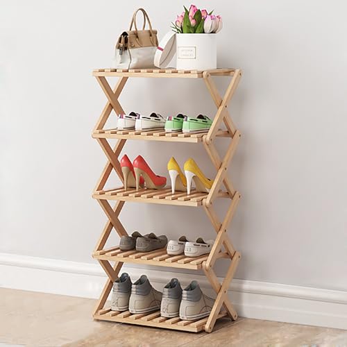 Faltbares Schuhregal aus Bambus – mehrschichtige Schuhaufbewahrung aus Holz, keine Installation erforderlich, wirtschaftliches Haushaltsregal, platzsparendes Design