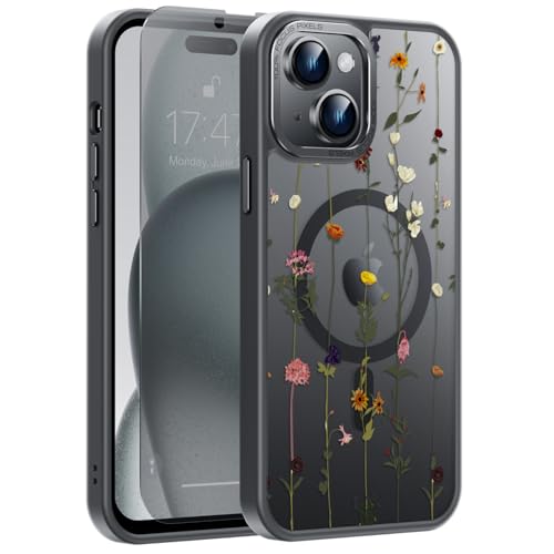 Goodon for iPhone 14 Plus Case with Privacy Screen Protector,Cute Floral - image 1