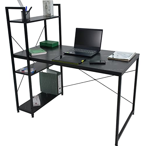 Oficina, Home RACK & PACK Escritorio para Computadora Minimalista Diseño Marmol Tipo Industrial Ajustable Estructura de Acero Resistente Soporta hasta 70 Kg Amplio 120 X 60...