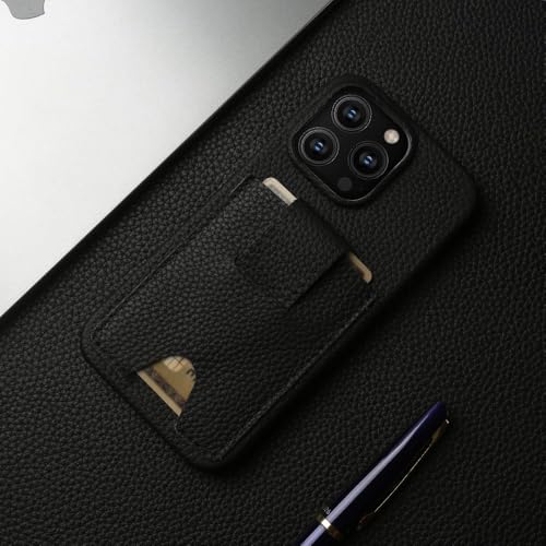 Fente pour porte-carte pour étui iPhone 12 en cuir noir contre les oublis