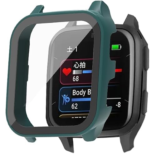 FINON for GARMIN Venu Sq 2 �p �P�[�X/Venu Sq 2 Music �p �P�[�X �K���X�t�B������̌^ �y�� �ȈՒE�� �V���v�� (�O���[��)