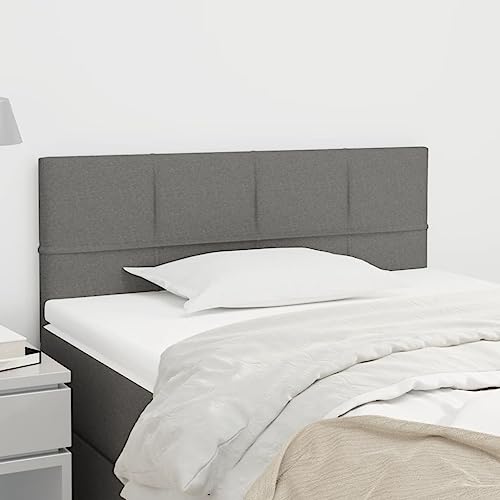 Owoxanthellate Cabecero de cama de 90 cm, color gris oscuro, altura ajustable, cojín de pared acolchado de tela resistente con patas de madera maciza para dormitorio, dormitorio juvenil y habitación