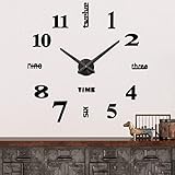 Mintime Modern Frameless DIY Wall Clock Large 3D Wall Watch Mirror Numbers for Home Office Decoratio
