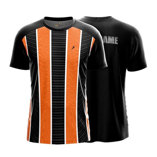 Image of YOURJERSEY Custom Sports Jersey for Men Personalised Cricket /Football /Badminton T-Shirt Customise Name, Dry-Fit Fabric Sizes 2Y-4XL Custom T-Shirt