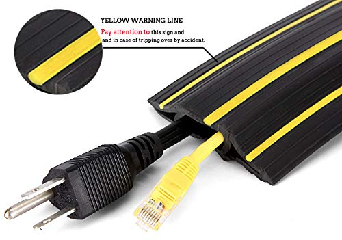 10Ft Floor Cord Cover / Cable Protector — 3 Cord Channels, Fastening Wire Organizer — Protect Wires & Prevent Cable Trips, Cable Management Solution ,Easy To Install - Black #TOP4