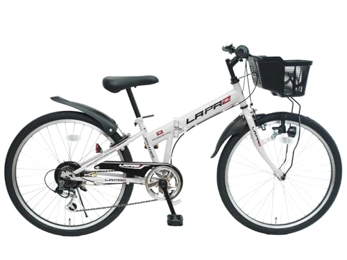 トップ(Top) 子供用自転車 ラパス 24インチ ホワイト 身長128cm-145cm 折りたたみ 6段階 変速 ロック付き LEDライト