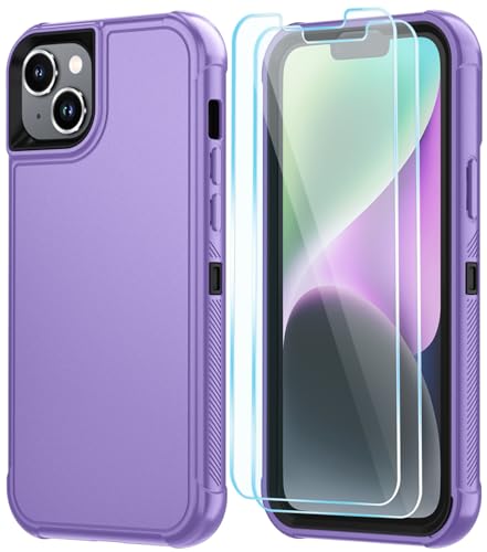Image of SunStory Compatible with iPhone 14 Plus Case with HD Screen Protector, 3-Layer Heavy Duty Full-Body Cover,3 in 1 Hybrid Protective Case for iPhone 14 Plus 6.7 inch,Violet
