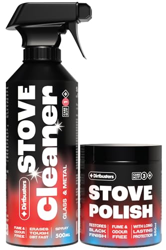 Dirtbusters Stove Polish & Stove Cleaner for Wood & Log Burners & Fireplace Grates, Clean & Restore to Black (250ml & 750ml)