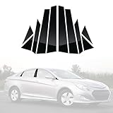 LANZMYAN 10PCS B Pillar Post Window Cover Trim Kit Compatible with Hyundai,PC Door Pillar Moldings Stickers Set Decoration for Sonata 8th Gen 2010-2014(Glossy Black)