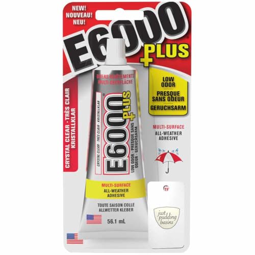 E6000 Plus Multi-Purpose Clear Glue is Waterproof and Paintable, Strong Flexible Craft Adhesive for Wood, Glass, Fabric, Ceramic, Metal and More, 56.1ml and Applicator Card