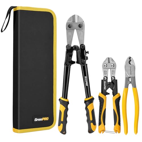 GRENPRO 3-Piece Bolt Cutter Pliers Set, 14' Heavy Duty Bolt Cutter, 8' Mini Wire Cutter, 8' Cable...