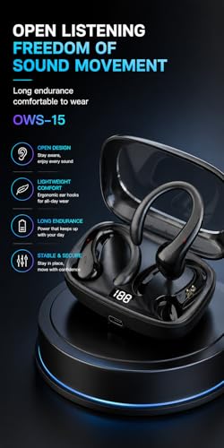Image of OWS 15 TWS Earbuds, Gaming Earbuds with Open Wearable Stereo, 50 Hours Playtime, Bluetooth 5.4 + ENC Clarity, 13mm HD BASS Drivers, IPX6 Sweat-Proof,Built-in Mic