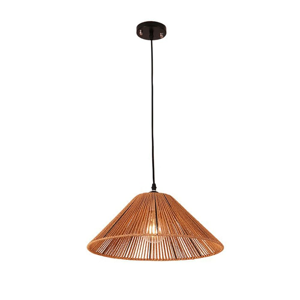CHUNGYANG Retro Handmade Woven Hemp Rope Lamp Fixture for Guesthouse and Restaurant Pastoral Hemp Rope Lampshade Lighting Fixture for Study Entryway Japanese Wabi-sabi Style Living Room Hanging Lamp