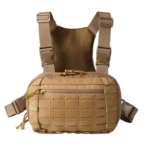 DONGKER Tactical Chest Rig Pack, Wasserdichte Molle Brusttasche für Männer, Herren Harness Taschen mit CCW-Fach und verstellbarem Gurt für die Jagd im Freien, Schießen, Wandern