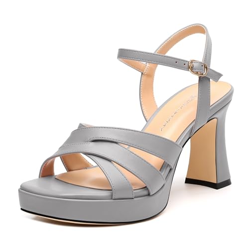 Image of Women Square Toe Platform Block Heel Sandals 3.3'' | Elegant Comfort Formal Dress Footwear, Stylish Ladies Sandals For Daily Office Wedding Evening Party Formal Occasions