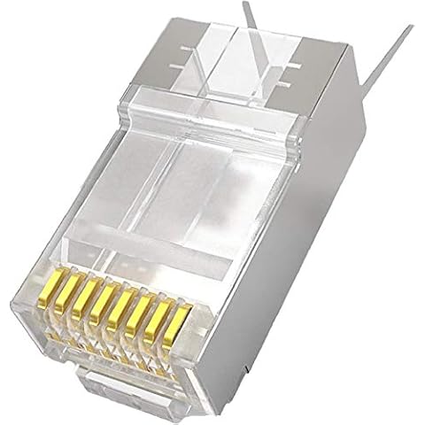 Jadaol Ethernet RJ45 Connector - Ethernet Modular Crimp Connectors Plugs 50 Micron Gold Plated - Only for Cat8 26 AWG Flat Ethernet Cable - 20Pack Cover