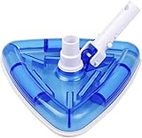 POOLWHALE Sea-Thru Transparent Triangular Blue Vacuum Head with Swivel and Brush for 11