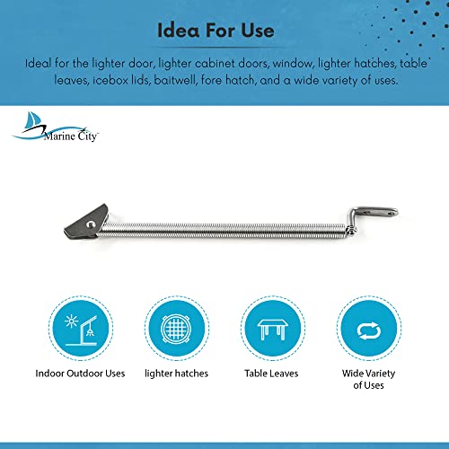 Marine City Stainless Steel Strong & Sturdy Gloss Polished Finish Hatch Spring Adjuster With U-Bolt And L-Shape Plate For Lighter Door Cabinet Doors Window Hatches (8-1/4 Inches) #TOP5