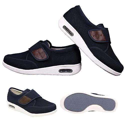 Sapatos para diabéticos para homens - Sapatos masculinos largos sem cadarço | Sapatos leves com fech