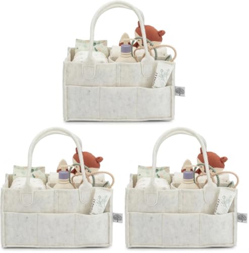 Image of Parker Baby Diaper Caddy - Nursery Storage Bin and Car Organizer for Diapers and Baby Wipes - White, Regular (Pack of 3)