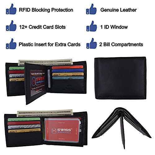 Men's RFID Blocking Premium Leather Bifold Multi-Card Compact Center Flip Wallet4