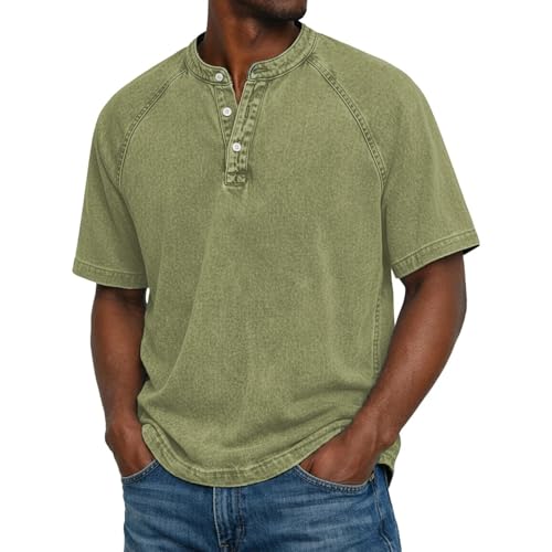 Chemise hommes été en pur coton noble avec col Henley authentique et finitions chic