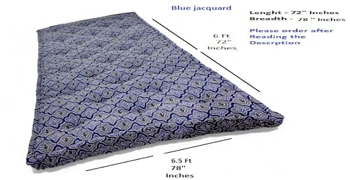 Image of Adim's Soft Cotton Box Quilt Mattress | Mattress offers a combination of comfort, durability and style,making it an excellent choice for a restful night's sleep (Blue Jacquard Design, 78X72 X5 Inches)