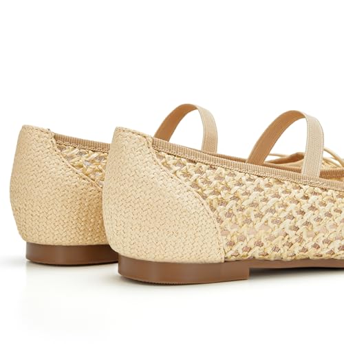 Image of Trary Flats for Women Closed Round Toe Ballet Flats Mary Jane Shoes Women with Elastic Strap Cute Bowknot Comfortable Dress Shoes for All-Year Daily Work Casual Wear