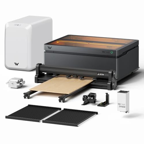 WECREAT Vision Pro 45W Laser Engraver and Cutter with 2W Switchable Laser Module, 137" Conveyor Feeder, AirGuard Ultra Fume Extractor, Laser Cutter Cuts 1", Laser Engraving Machine for Wood Metal