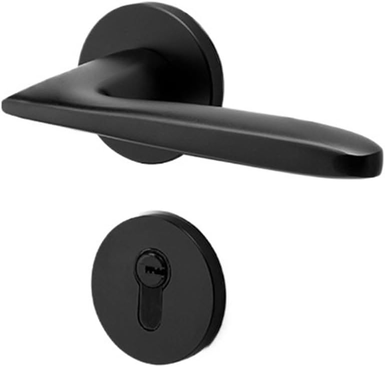 Bedroom Silent Room Door Lock Black Handle Household Door Lock Magnetic Wooden Door Handle Split Lock Indoor Door Lock(Sand Black CH06 70 Alumina)